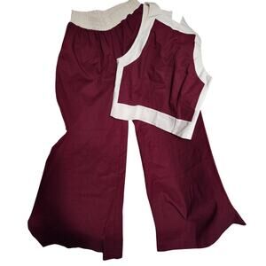 Commense Contrast Trim Crop Top and Wide-Leg Pants Set Sz XS